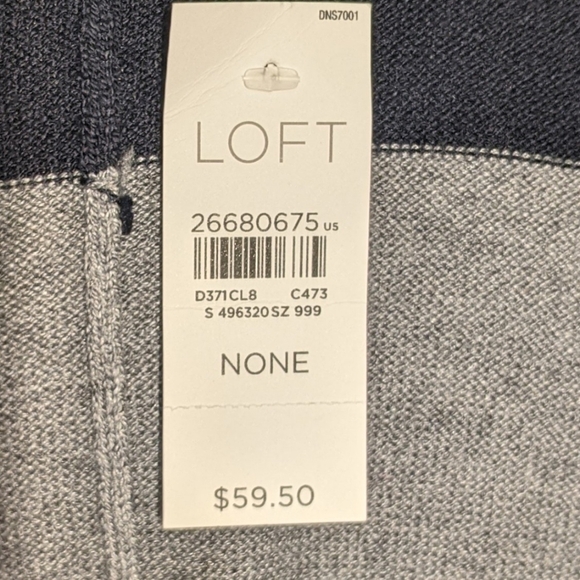 LOFT Striped Pattern Poncho Wrap Gray Navy Women's Size OS NWT! - Picture 4 of 6